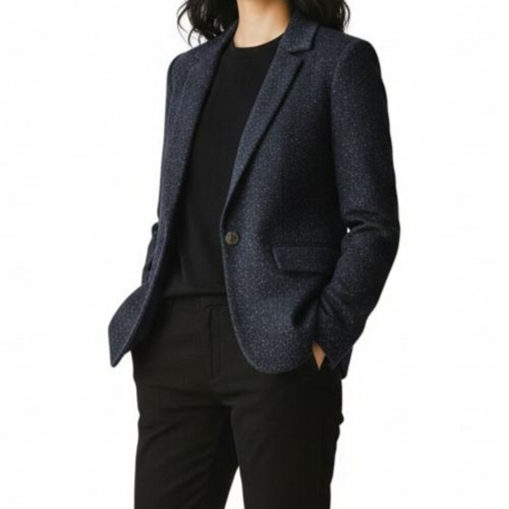 Ann Taylor Loft NEW Speckled Wool Blazer Women 6 Blue Academia Preppy Jacket
